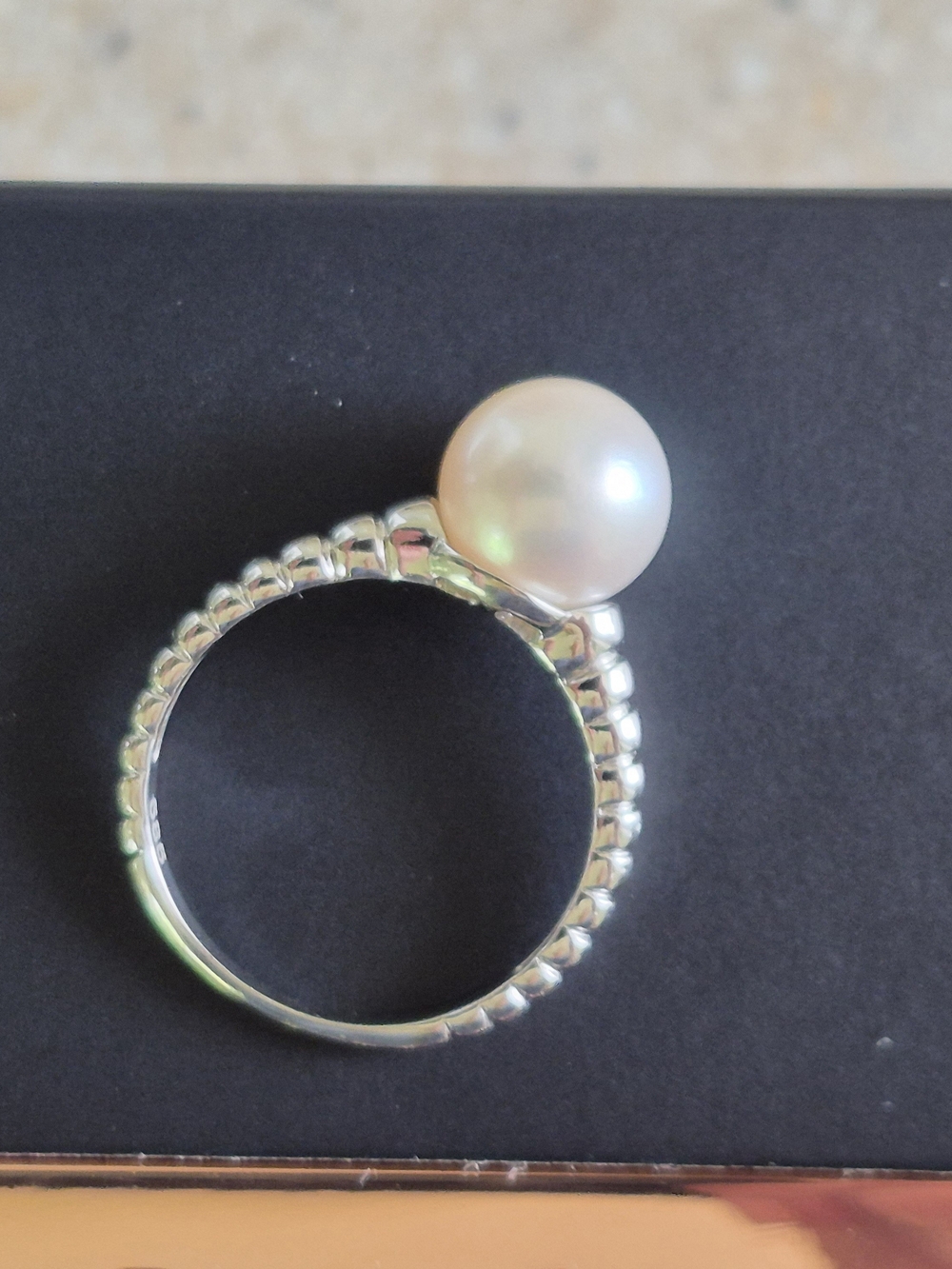 White Pearl Ring 14k White Gold Sz 7 - Picture 6 of 11